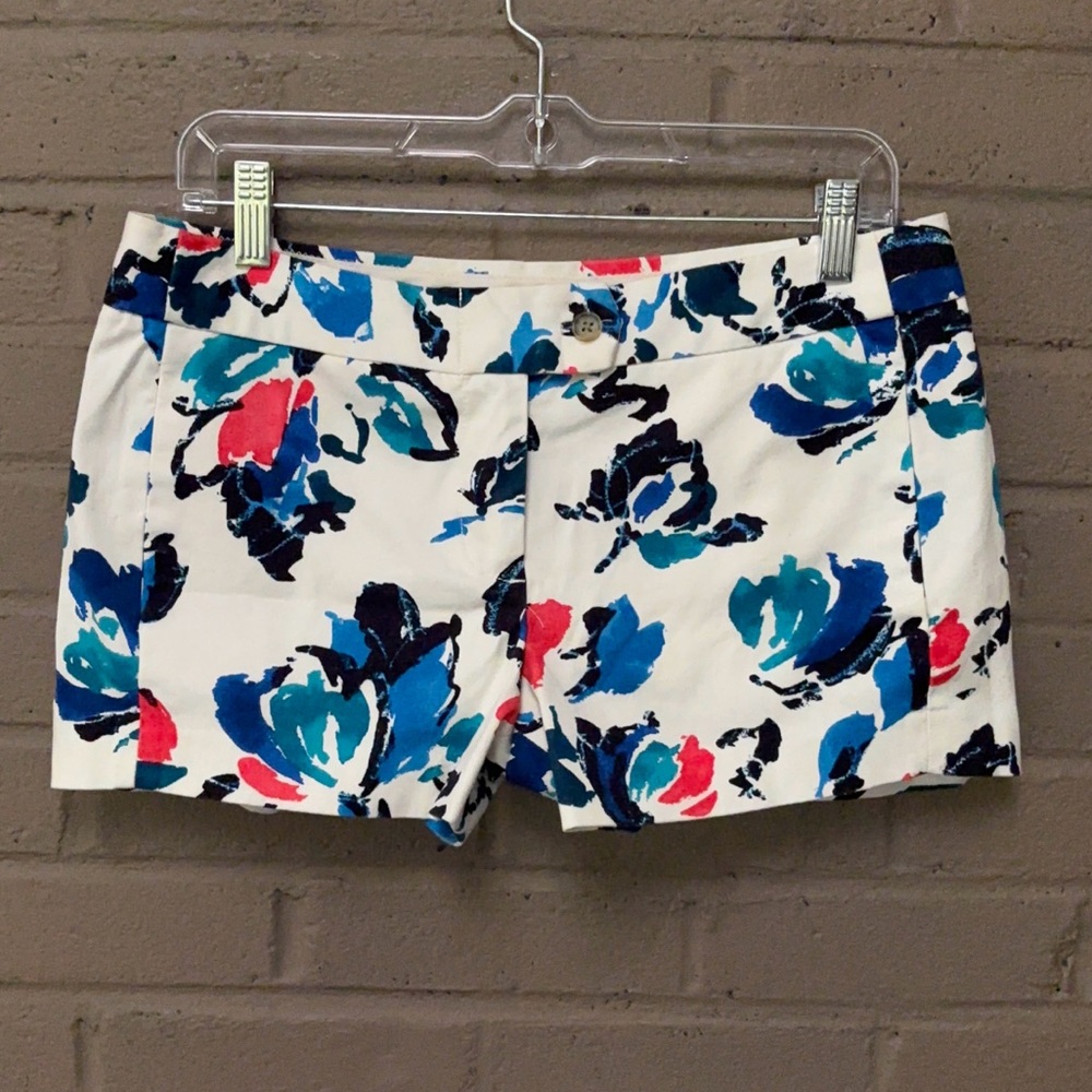 J. Crew  white floral print shorts  6